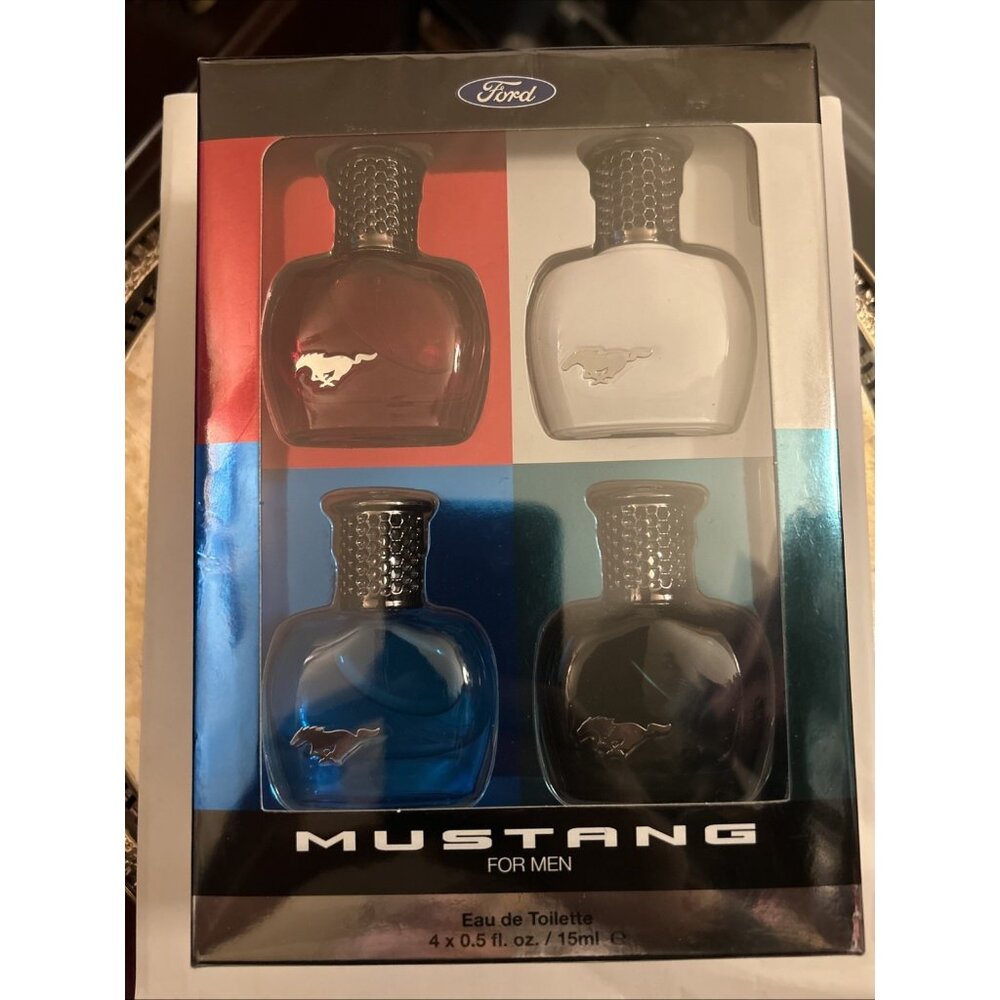 Fragrance Men's Ford MUSTANG Eau De Toilette 4 Pieces Gift Set 4x 0.5oz - Picture 2 of 11